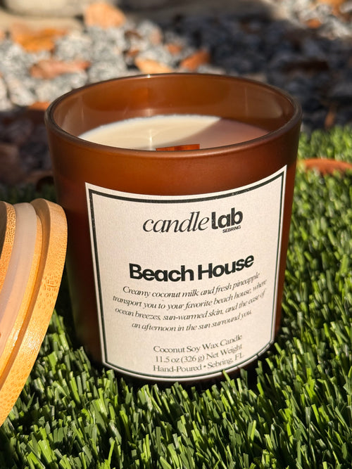 Beach House - Wooden Wick - 100% Coconut Soy Wax Candle - 11.5 oz