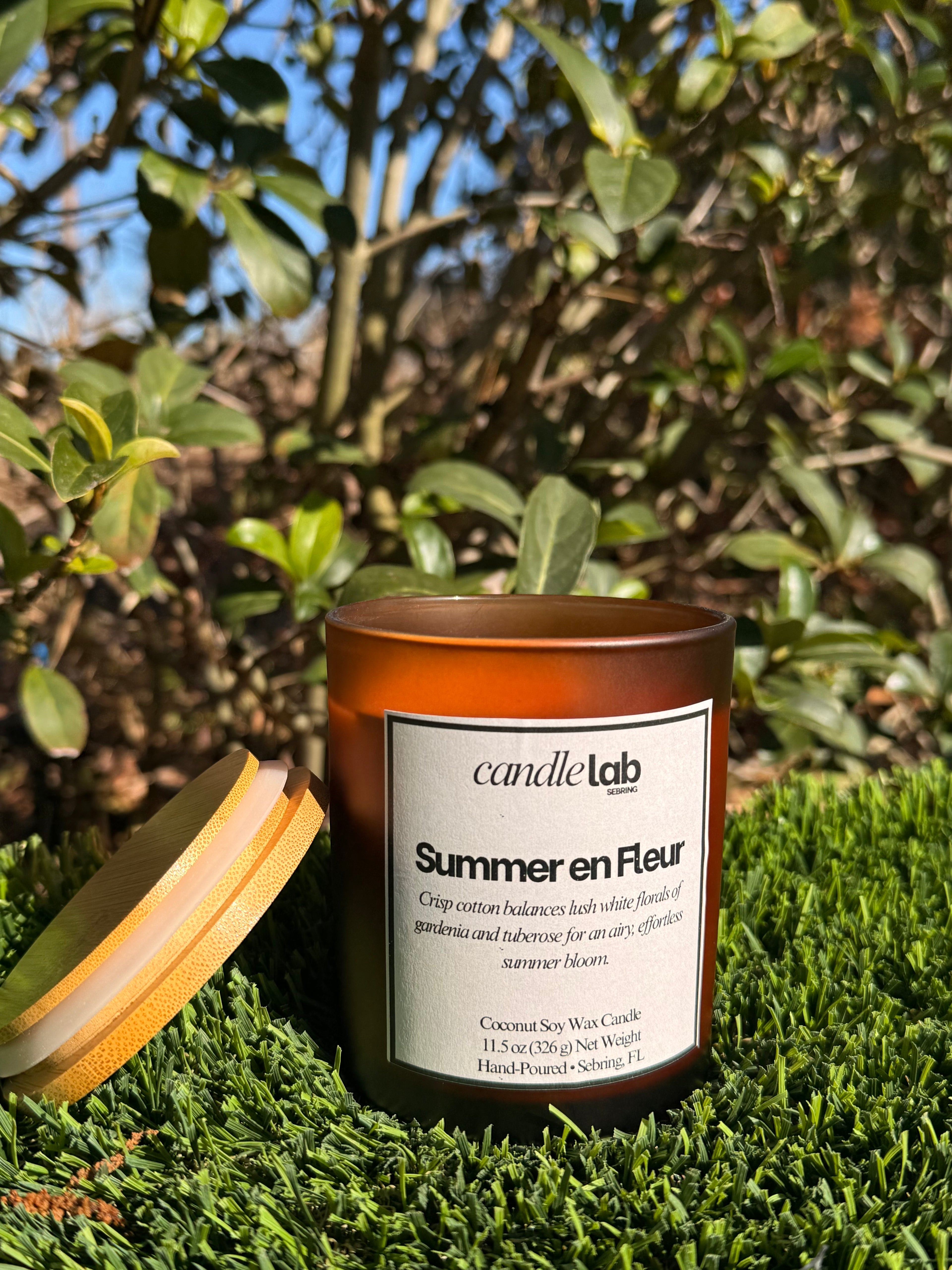 Summer en Fleur - Wooden Wick - 100% Coconut Soy Wax Candle - 11.5 oz
