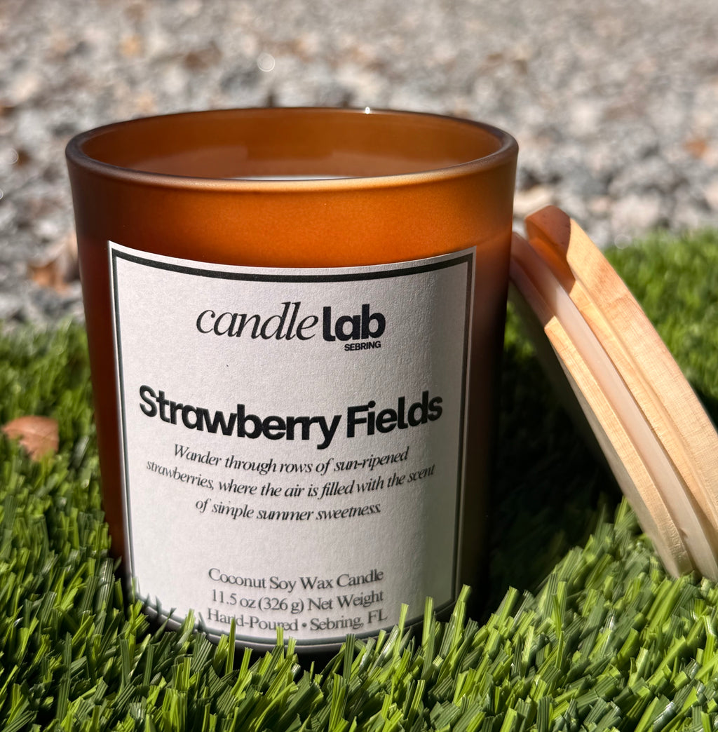 Strawberry Fields - Wooden Wick - 100% Coconut Soy Wax Candle - 11.5 oz